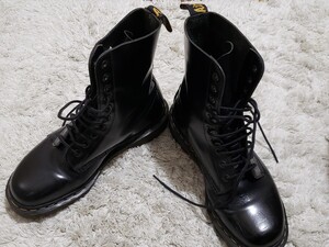 Dr.Martens ID89-D レザーブーツ ドクターマーチン イングランド製 約24.5cm 10ホール 【中古古着箱無し】 黒 ブラック レザー ハイカット