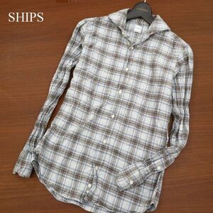 SHIPS シップス 通年 長袖 チェック★ シャツ Sz.S　メン 日本製　C3T08144_9#C