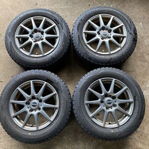 【バリ溝】スタッドレスタイヤ 4本セット 195/65R15 DUNLOP 15X6J +53 5穴 PCD114.3 ノア ストリーム フリード ヴォクシー ステップワゴン