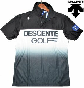 新品 夏物 M 定価1.21万▼ デサント DESCENTE GOLF BLUELABEL ゴルフウェア 立体裁断 UVカット 吸水速乾 ポロシャツ 半袖シャツ 黒 白 MENS