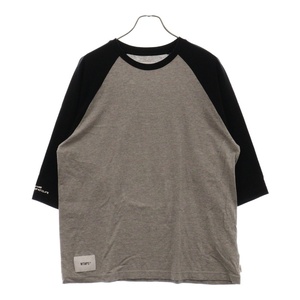 WTAPS ダブルタップス IAN RAGLAN COTTON 7分丈 ラグランTシャツ グレー 211ATDT-CSM30