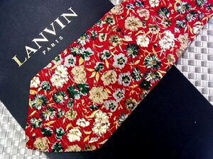 ♪32748C♪良品【花 植物 柄】ランバン【LANVIN】ネクタイ