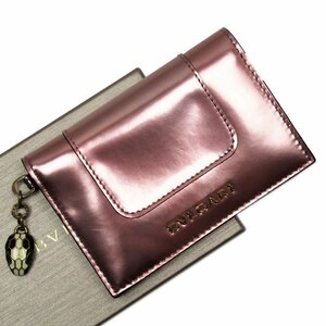 ブルガリ BVLGARI カードケース パスケース レザー メタリックピンク g3853g