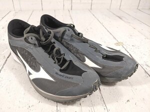 【8yt401】ランニングシューズ MIZUNO ミズノ U1GD197058 ウェーブデュエル ワイド グレー×ホワイト×ブラック サイズ：25.5㎝◆X74