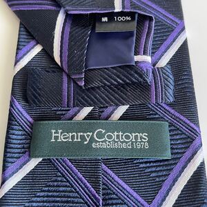 Henry Cotton s （ヘンリーコットンズ）紺紫チェックネクタイ