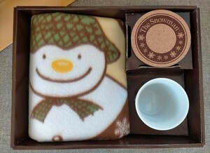 新品未使用 スノーマン ゆったりカフェスタイル ３点セット フリースひざ掛け フリーカップ　コースター The Snowman お家カフェ ほっこり