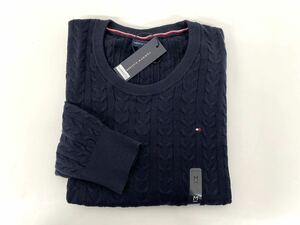 TOMMY トミーヒルフィガー レディース コットン セーター M ネイビー ロゴ トップス