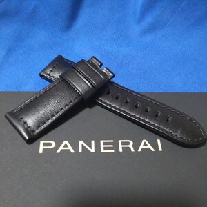 OFFICINE PANERAI 正規 パネライ 黒 カーフ ストラップ BA ベルト BK 革 尾錠 22 mm ラグ幅 24 mm 75/125 mm ピン バックル 純正 使用少