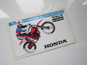 78年 INTERNATIONAL ALL STAR MOTOCROSS HONDA ホンダ インターナショナル オールスター モトクロス ステッカー/バイク オートバイ SZ01