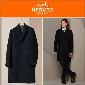 新品 定価130万円 エルメス HERMES カシミヤ チェスターコート 黒 46 44 カシミア ブラック ニット リバプール s バーキン 40 35 ケリー