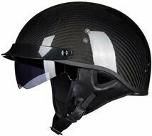 新発売　オフロード　 ハーフヘルメット 半帽 バイクヘルメット 炭素繊維内蔵サングラスLサイズ