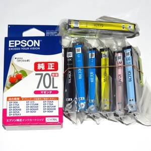 エプソン EPSON 純正インク IC6CL70L（BK70L Y70L M70L C70L LM70L LC70L )　増量6色パック1箱分+増量/標準 各1本 計6色8本組 送料185円～