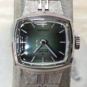 セイコー SEIKO デッドストック 1140-3160 手巻き 腕時計 グリーン文字盤 レディース 稼働品【19572