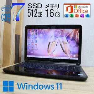 ★美品 最上級4コアi7！新品SSD512GB メモリ16GB★AH77/H Core i7-3610QM Webカメラ Win11 MS Office2019 Home&Business ノートPC★P71320