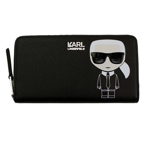 カールラガーフェルド KARL LAGERFELD ラウンドファスナー長財布 ブラック K/アイコニック ジップ アラウンド ウォレット 201W3203