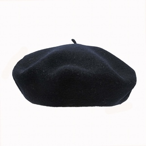 美品 マーガレットハウエル MHL. FELT WOOL BERET 120NAVY フェルト ウール ベレー フランス製 ロゴ プリント 帽子 キャップ BLM7