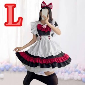 メイド服 パニエ付き コスプレ メイド 衣装 5点セット かわいい Lサイズ　クリスマス