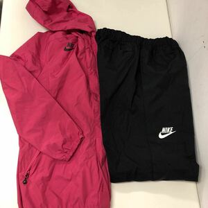 10-135 ナイキ NIKE ウィンドブレーカー 上下セット ドローコード ピンク ブラック セットアップ メンズ スポーツ Lサイズ