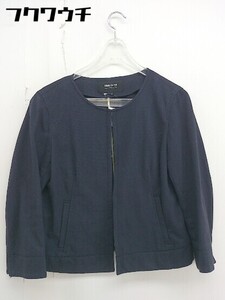 ◇ COMME CA ISM コムサイズム 長袖 ノーカラー ジャケット サイズM ネイビー レディース