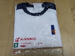 Sサイズ 半袖 Tシャツ 体操服 kanko カンコー　白　紺ライン 男女兼用 新品 日本製 体操着 半袖シャツ 体育着 クルーネック