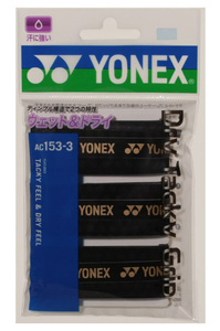 YONEX [ドライタッキーグリップ] AC153-007 ブラック 3本入