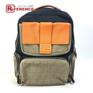 FENDI フェンディ 7VZ048 バックパック ズッカ マルチ カバン リュックサック ナイロン/キャンバス ブラック メンズ【中古】