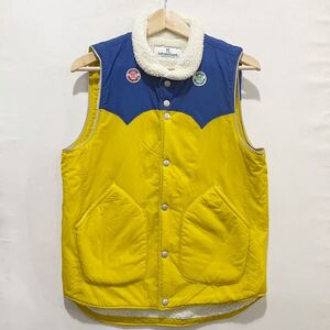 美品! INHABITANT (インハビタント) ボア ベスト (S) YELLOW BLUE | Mens メンズ イエロー ブルー スケーター SKATER アメカジ ストリート