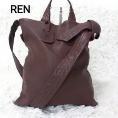 REN　2way　やぎ革　レザー　ハンドバッグ　ショルダー　チャーム　●美品●