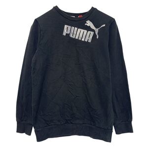 PUMA ロゴ スウェット トレーナー プーマ M キッズ 140～ ブラック ホワイト プルオーバー 古着卸 アメリカ仕入 a610-7307