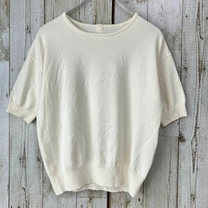 ☆NATURAL BEAUTY BASIC ナチュラルビューティーベーシック☆サマーニット 半袖 アイボリー M 装飾 レディース ビーズ [送料無料] v2981