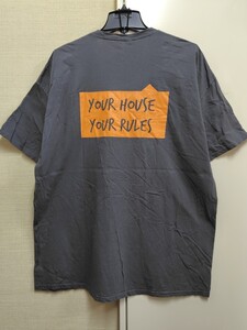 [送料無料](s31b4)2XLおうちルールyourhouseyourrules両面usaアメリカ輸入古着半袖プリントTシャツオーバーサイズゆるだぼ