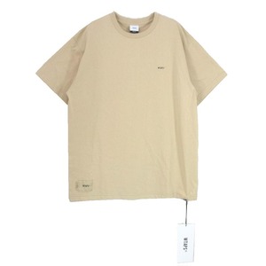 WTAPS ダブルタップス FORTLESS ロゴ 丸首 クルーネック 半袖 Tシャツ ベージュ系 2【美品】【中古】