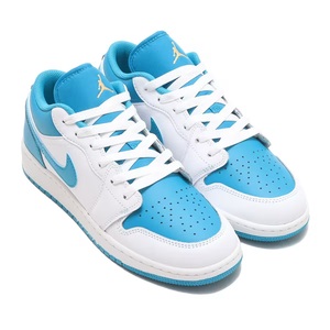 ナイキ 22.5cm US3.5Y エア ジョーダン 1 ロー GS ホワイト ブルー 税込12650円 NIKE AIR JORDAN 1 LOW (GS) ジュニア キッズ 子供用運動靴