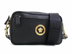 ■極美品■ VERSACE ヴェルサーチ メデューサ レザー クロスボディ ショルダーバッグ レディース ブラック系 FC0403