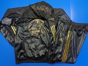 11457■adidas 24karats アディダス コーティング ジャージ 上下 セット セットアップ 黒 金 サイズ S 袋付き