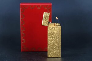 【美品】Cartier カルティエ 五角 高級ガスライター 喫煙具 ブランド小物 着火確認済み【QO33】