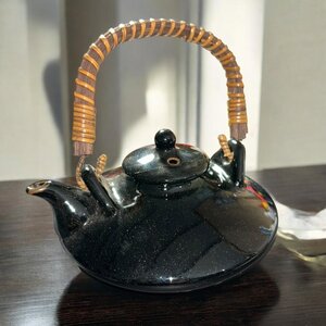 【FU10】薩摩焼／黒千代香(黒じょか) 片口 酒器 アンティーク 急須 茶器 置物