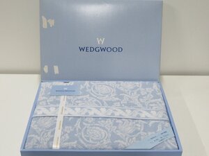 沖471◆未使用品 ウェッジウッド Wedgwood タオルケット 水色 綿100％ 140×190㎝ 寝具 ダブル 西川産業株式会社