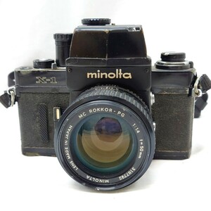 ミノルタ X-1 レンズセット MC ROKKOR-PG 1:1.4 f=50mm カメラ ブラックボディ 現状 MINOLTA フィルムカメラ マニュアルフォーカス hgs45