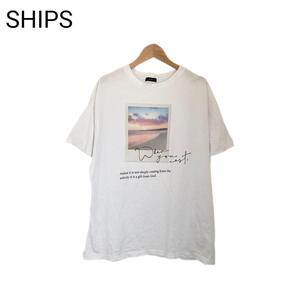 SHIPS　Tシャツ　プリント　フォト　景色　海岸　サンセット　レディース