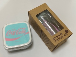 Coca-Cola コカ・コーラ タッパーウェア―　3点組 + STRAW TUMBLER ストロー タンブラー 展示未使用品