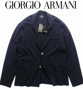 通年物441,000円新品GIORGIO ARMANI★ハイエンドなディテールで満足度◎リラックス感のある濃紺ニットジャケット【56＝日本XXL～3XL】