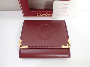 K330/6B◆Cartier カルティエ マストライン コインケース ボルドー ゴールド金具 男女兼用 中古品◆