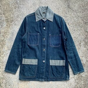 【XS or Ladies】SALE!! Glenbrooke デニムジャケット カバーオール ツートーン 切替■ビンテージ アメリカ古着 60s USA製 レディース