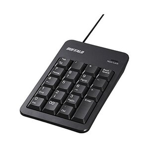 BUFFALO 有線テンキーボードTabキーUSBハブ付き ブラック BSTKH100BK