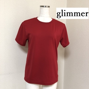 glimmer レディース スポーツ用 ドライ 吸汗 速乾　ストレッチ　Tシャツ 半袖 赤 無地 M