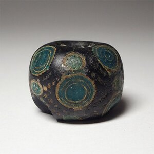 花◆蒐集家コレクション品 古代中国美術 紀元前5～紀元前3世紀 戦国時代 戦国玉 重層貼眼玉 多眼貼付平丸型大玉 とんぼ玉 出土品 2