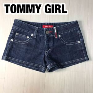 TOMMY GIRL トミー ガール デニムパンツ S インディゴブルー ショート フラッグタグ 刺繍ロゴ