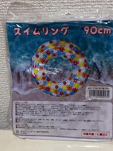 メル 送料無料☆未使用☆90センチ浮き輪　花柄　海　海水浴　大きい浮き輪　③