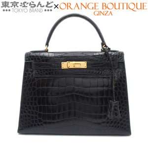 101754616 エルメス HERMES ケリー 28 外縫い ○K刻印 黒 ブラック ゴールド金具 ポロサス ハンドバッグ レディース